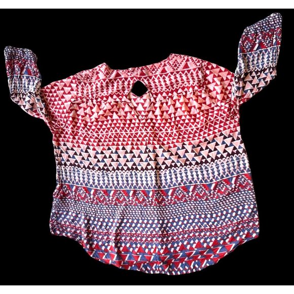 Lucky Brand Top 3X  Geometric Aztec  V Neck  Back Keyhole Boho Hippie RE… - Picture 7 of 12